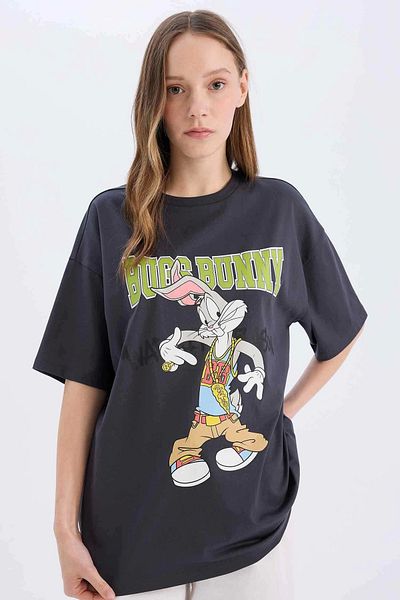 DeFacto Cool Looney Tunes Oversize Φαρδύ μπλουζάκι με κοντό μανίκι D9129ax25sm