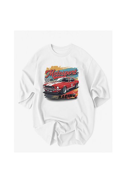 JDM Μπλουζάκι RACING MOTORSPORT με στάμπα 100% βαμβακερό μπλουζάκι Oversize