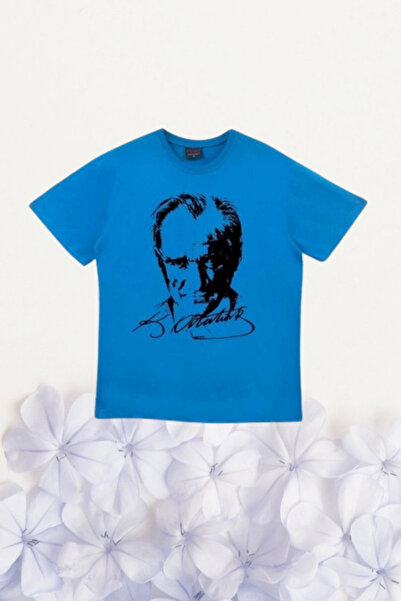 Nacar Kız Erkek Çocuk 23 Nisan Atatürk Baskılı Kısa Kol Tshirt Yetişkin Unise...