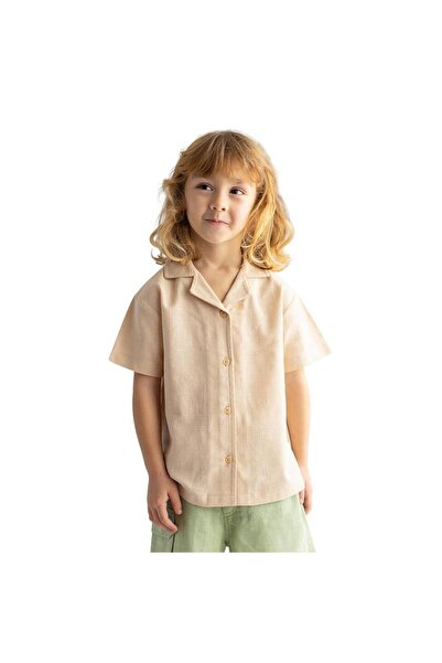 Zeyland Erkek Çocuk Kısa Kollu Dokuma Gömlek-Bej
