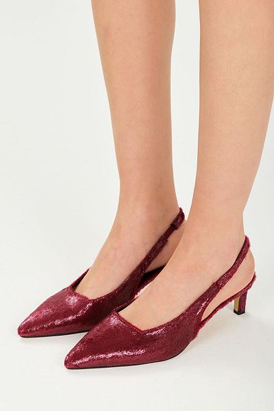 Mio Gusto Colina Burgundy Color Evening Dress Heeled Shoes