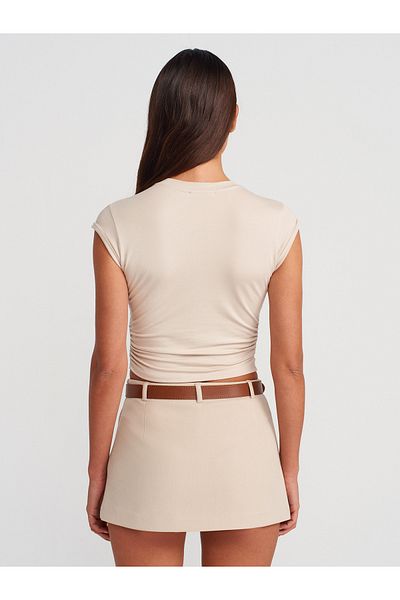 Dilvin 81059 Pantaloni scurți cu curea dublu Fusta-Stone