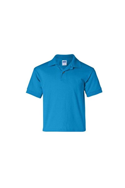 Nacar Çocuk Polo Yaka Kısa Kollu Mavi Tişört Pamuklu Polo Yakalı Çocuk Tshirt