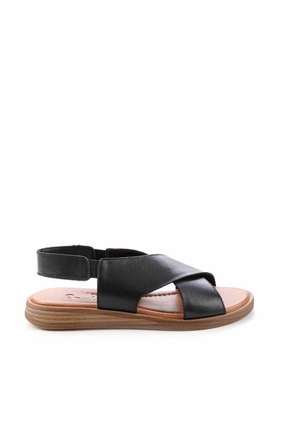 Bambi Black Leather Women's Sandals K05906131403