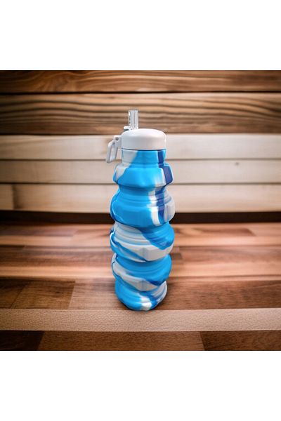 imsaconcept Folding Silicone Water Bottle for Athletes, Campers and Kids with Bombshell Design 500ml Bpa Free