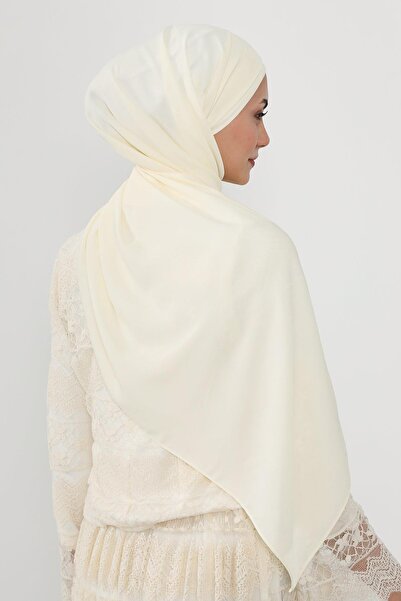 Aisha's Design Πρακτικό σάλι από κρεπ με πλισέ στο μπροστινό μέρος, PS-54, κρεμ