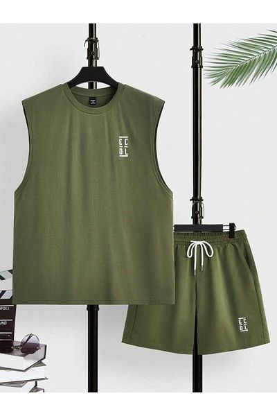 PENTHİLUS Men's Woven Sleeveless Round Neck Tank Top Set