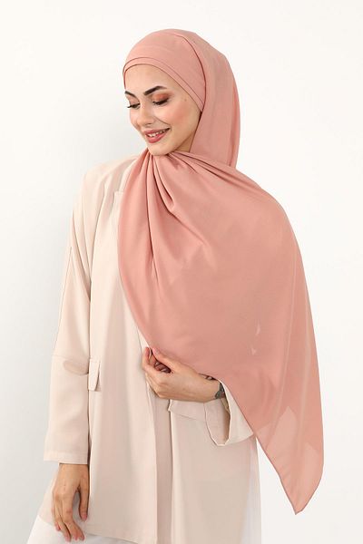 Aisha's Design شال عملي من الكريب بتصميم مطوي من الأمام، PS-54
