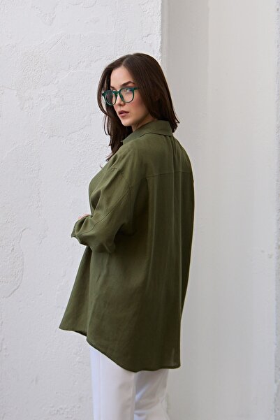 QANU Linen Short Shirt Green