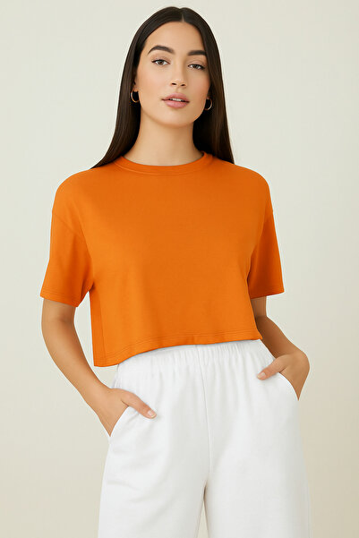 EYAX MODA Ženska ležerna kroj Oversize kroj Skraćeni kroj T-shirt