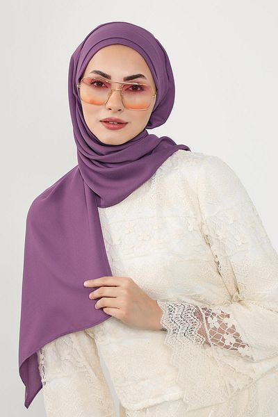 Aisha's Design شال عملي من الكريب بتصميم مطوي من الأمام، PS-54
