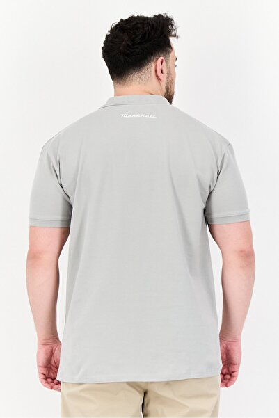 Maserati Men Regular Fit Embroidered Logo Short Sleeves Polo Shirt, Light Grey