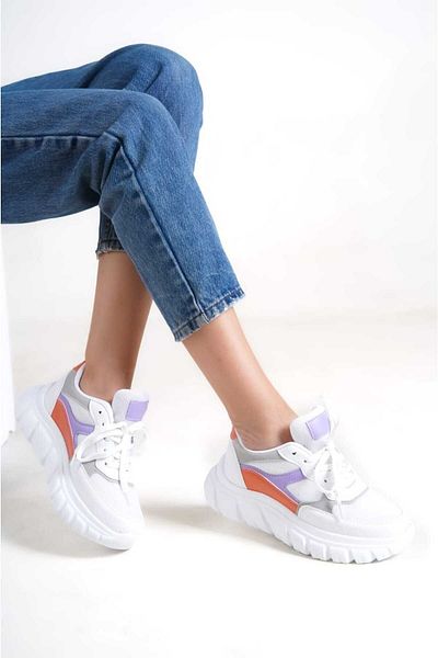 Weynes Pantofi sport casual pentru femei, cu șireturi, de culoare albă, Wsb0474