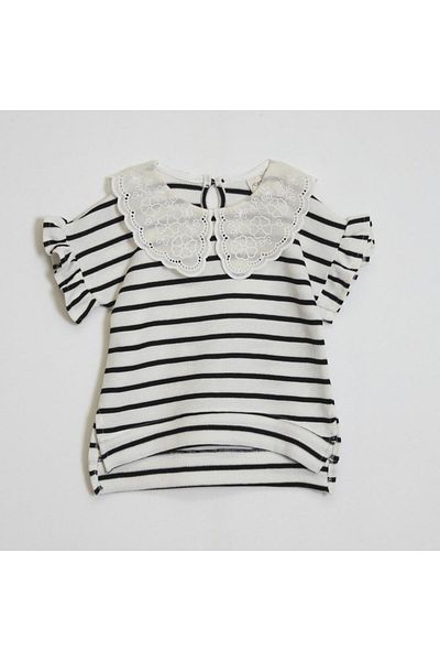 OZZY KİDS Girl's Striped Suit with Ruffle Sleeves