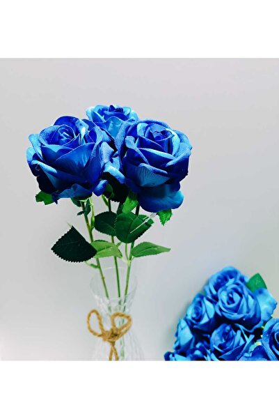 OSO HOME 1 Adet Yapay Kadife Saks Mavisi Tekli Gül 50 Cm