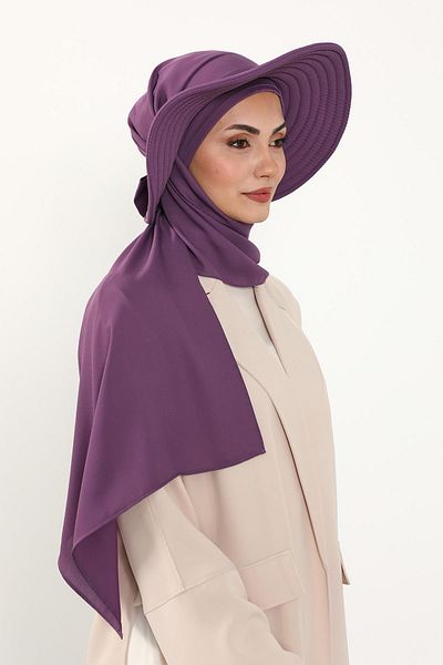 Aisha's Design عمامة شال كريب عملية مع قبعة فيونكة خلفية قابلة للإزالة، SS-9