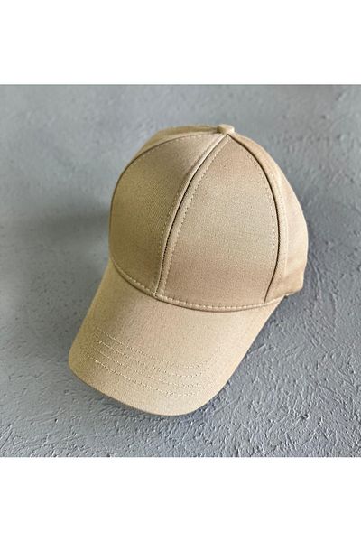 CapZone Hat Baseball Cap Flat Hat Unisex Model Adjustable Velcro on the Back Beige