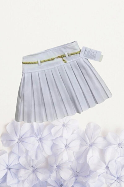 Nacar Kız Çocuk 23 Nisan 19 Mayıs Kısa Pileli Beyaz Etek Okul Gösteri R24