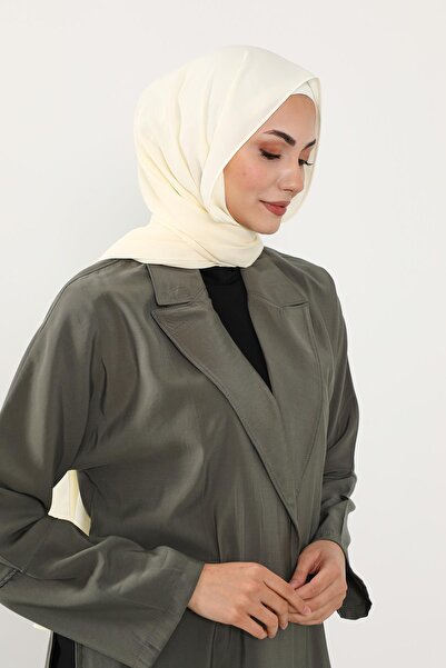 Aisha's Design Σετ δύο τεμαχίων κρεπ σάλι & χτενισμένο βαμβακερό καπέλο, PS-50, κρεμ