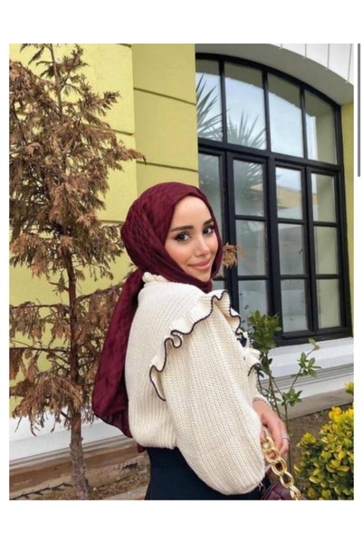 VALORSCARF Valor qoza desen ipek jakar şal kızılcık