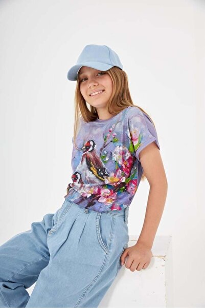 Hilal Akıncı Kids Тениска с шарки Oversize за момичета