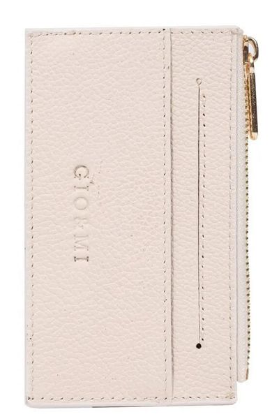 gio&mi Davin Genuine Leather Coin Zipper Women's Men's Wallet Card Holder Cream
