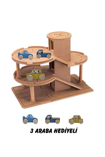HOBBY HOUSE Wooden Multi-Storey Car Parking with 3 Cars as a Gift