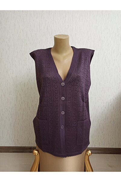 Nacar V Yaka Düğmeli Mevsimlik Merserize Anne Yeleği