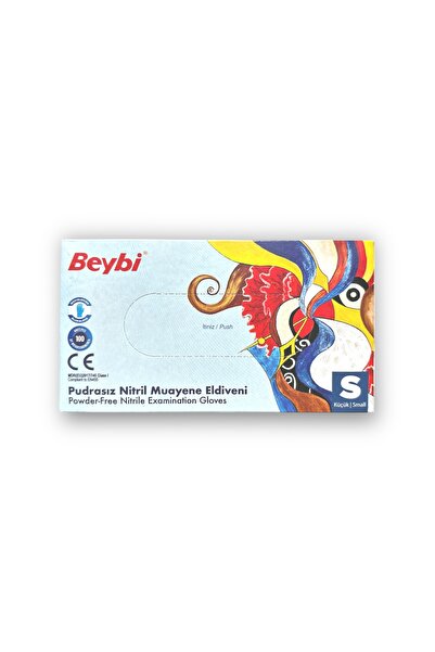 Beybi Pudrasız Mavi Nitril Muayene Eldiveni 100'lü - S BEDEN