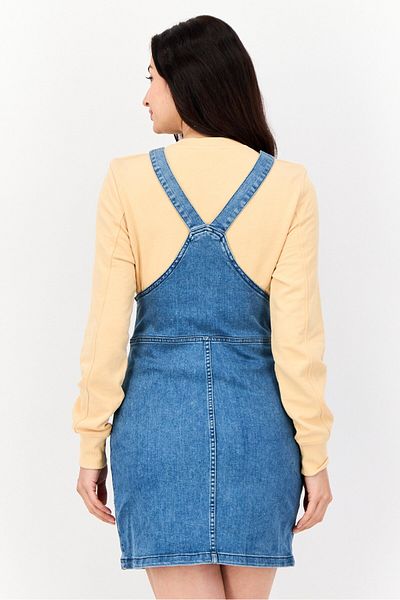 DeFacto Women Washed Denim Mini Casual Sundress, Blue
