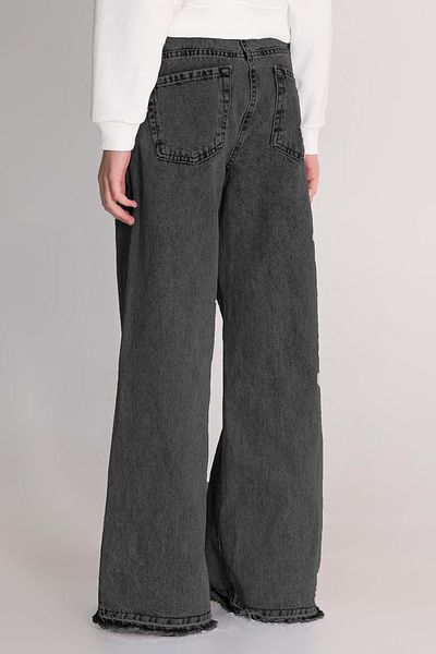 Hopi Kids Loose Tasseled Girl's Jeans with Adjustable Waist