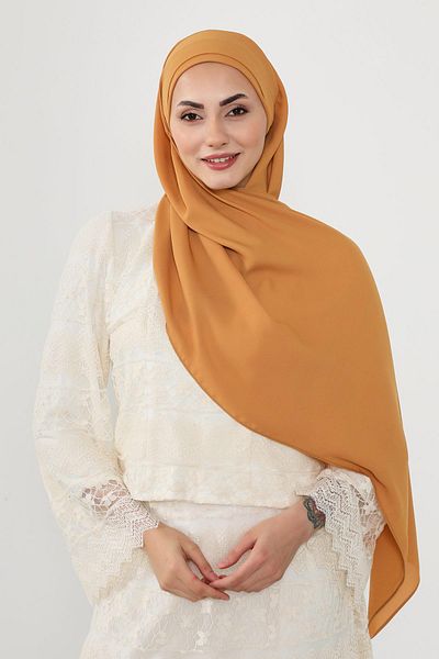 Aisha's Design شال عملي من الكريب بتصميم مطوي من الأمام، PS-54