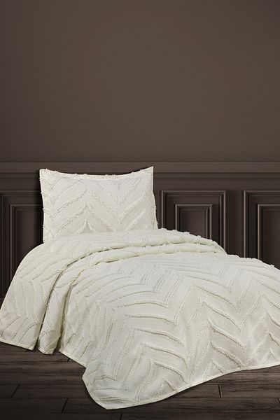 CANDAN ÇEYİZ Deluxe Herringbone Single Pike Bedspread with Pompom
