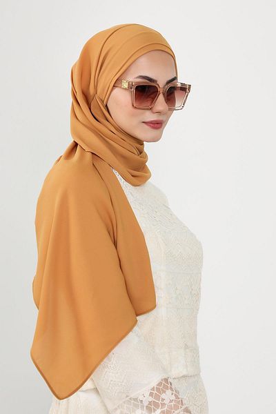 Aisha's Design شال عملي من الكريب بتصميم مطوي من الأمام، PS-54