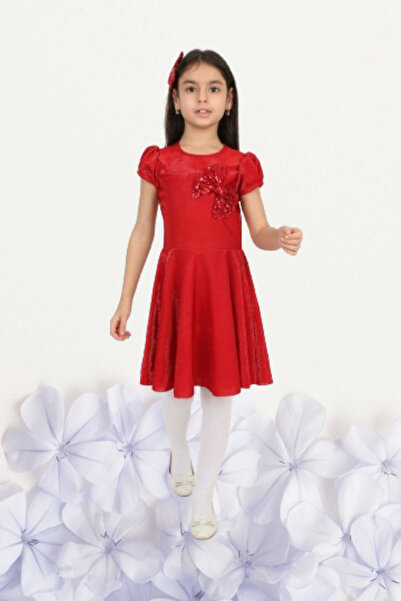 Nacar Kız Çocuk 23 Nisan Okul Gösteri Doğum Günü Tüllü Kurdaleli Kısa Elbise R24