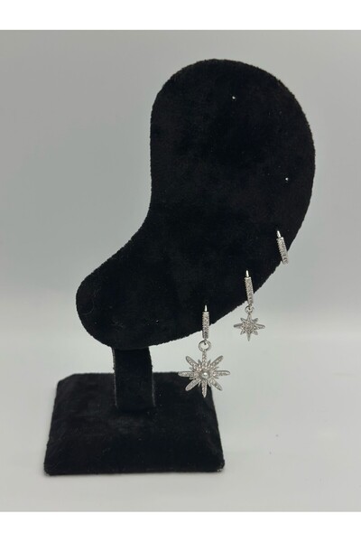 MyladyAccessoriess İnci Ve Yıldız Detay Set Küpe Gold