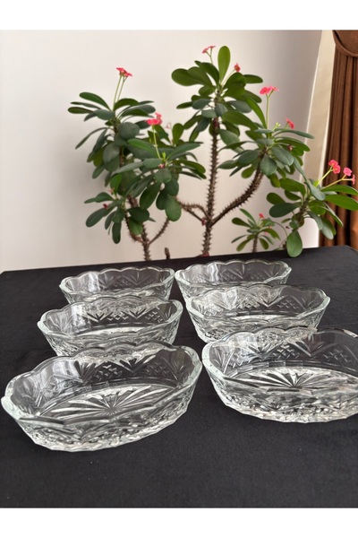 DİBA AVM Set of 6 Glass Snack Bowls 14, cm 6 Pieces Suitable for Stylish Presentation and Service