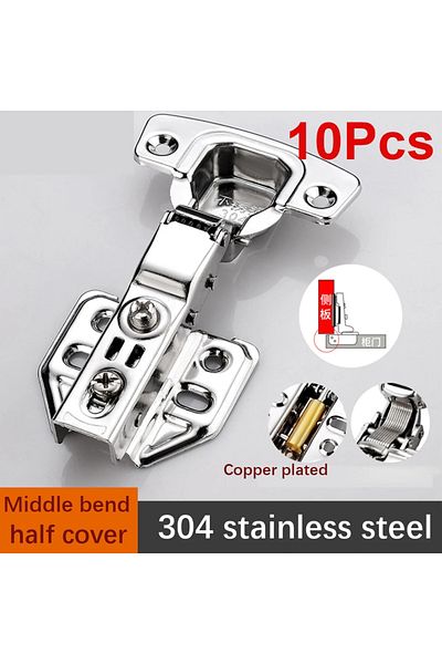 Choice Half Overlay 10Pcs 10 Piece Hinges Stainless Steel Hydraulic Cabinet Door Hinge Damper Buffer Soft Q