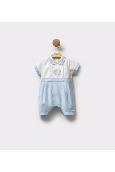 Cassiope Polo Neck Short Sleeve Embroidered Holiday Special Day Salopet Baby Boy Jumpsuit