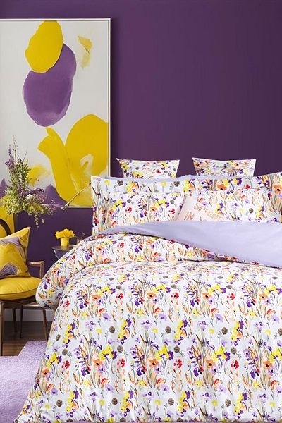 İQON Elastic Sheet Duvet Cover Set Single Lilac White