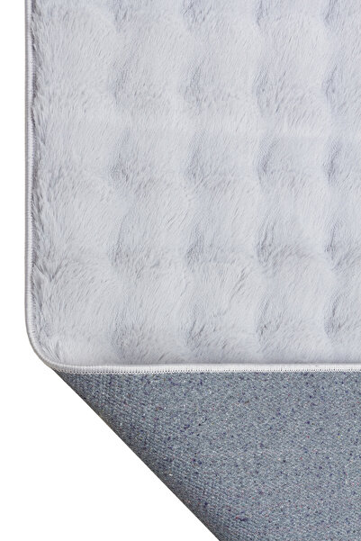 BigArts Home Peluş Halı Yolluk Yatak Odası Oturma Odası Gri Bubble Ultra Kali...