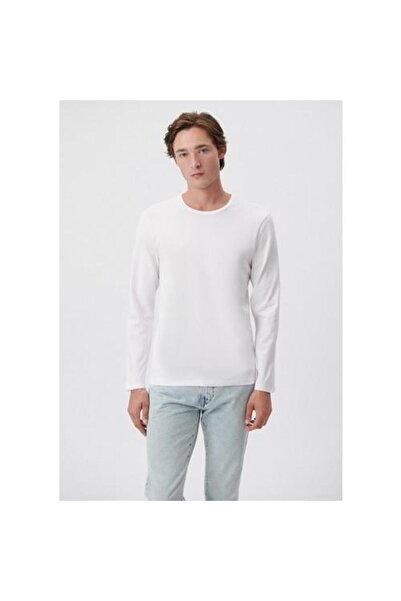 Mavi Ανδρικό μακρυμάνικο λευκό μπλουζάκι Basic 062477-23248