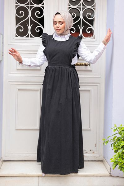 N.S NEVA STYLE Φόρεμα Jile Ανθρακί Χιτζάμπ Τζιν 19113ANT