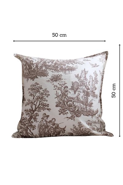 Beige & Stone Διακοσμητική μαξιλαροθήκη 50x50 με καφέ Vintage σχέδιο
