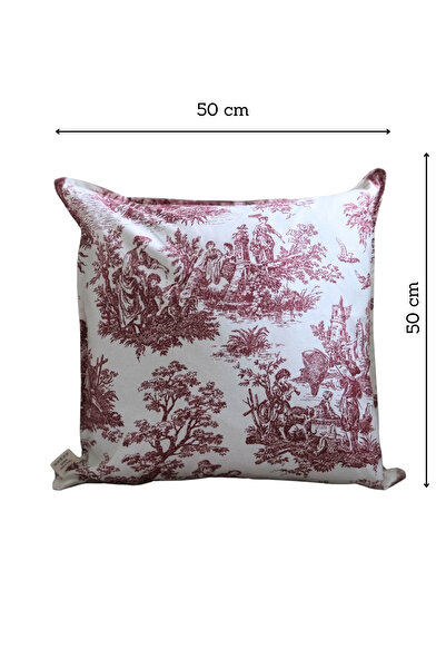Beige & Stone Бордова декоративна наволочка для подушки з вінтажним візерунко...