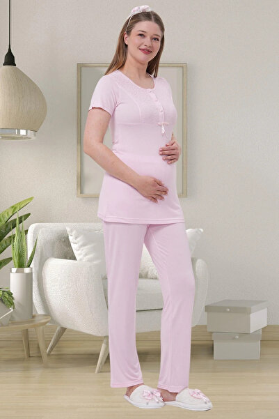 Mecit Pijama Cotton & Viscose, Maternity & Maternity Pajama Set with Dressing Gown