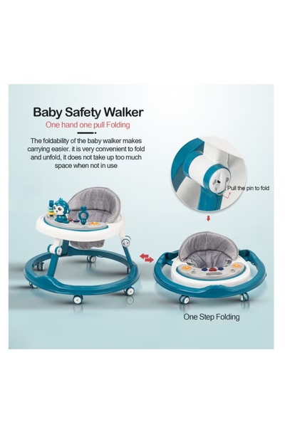 MAAS Multifunctional Anti-rollover Foldable Baby Walker for 6-18 Months with Music