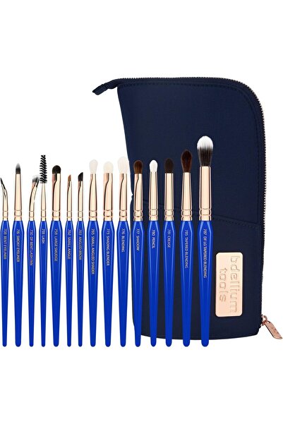 Bdellium Tools مجموعة فرش المكياج الكاملة جولدن تراينجل، 15 قطعة، للعينين فقط