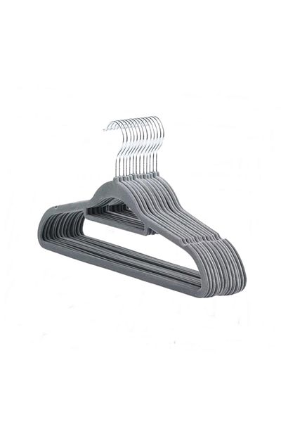 Depox Set de 10 umerașe Ideallstore®, catifea, antiderapante, gri