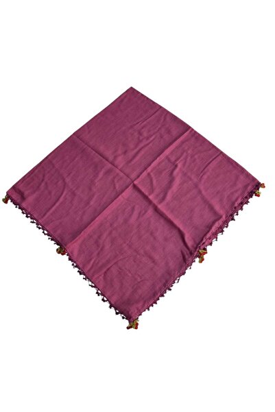 BENLİ El Işi Kiraz Oyalı Düz Renk Eşarp Yazma Çeyizlik Hediyelik 100x100cm